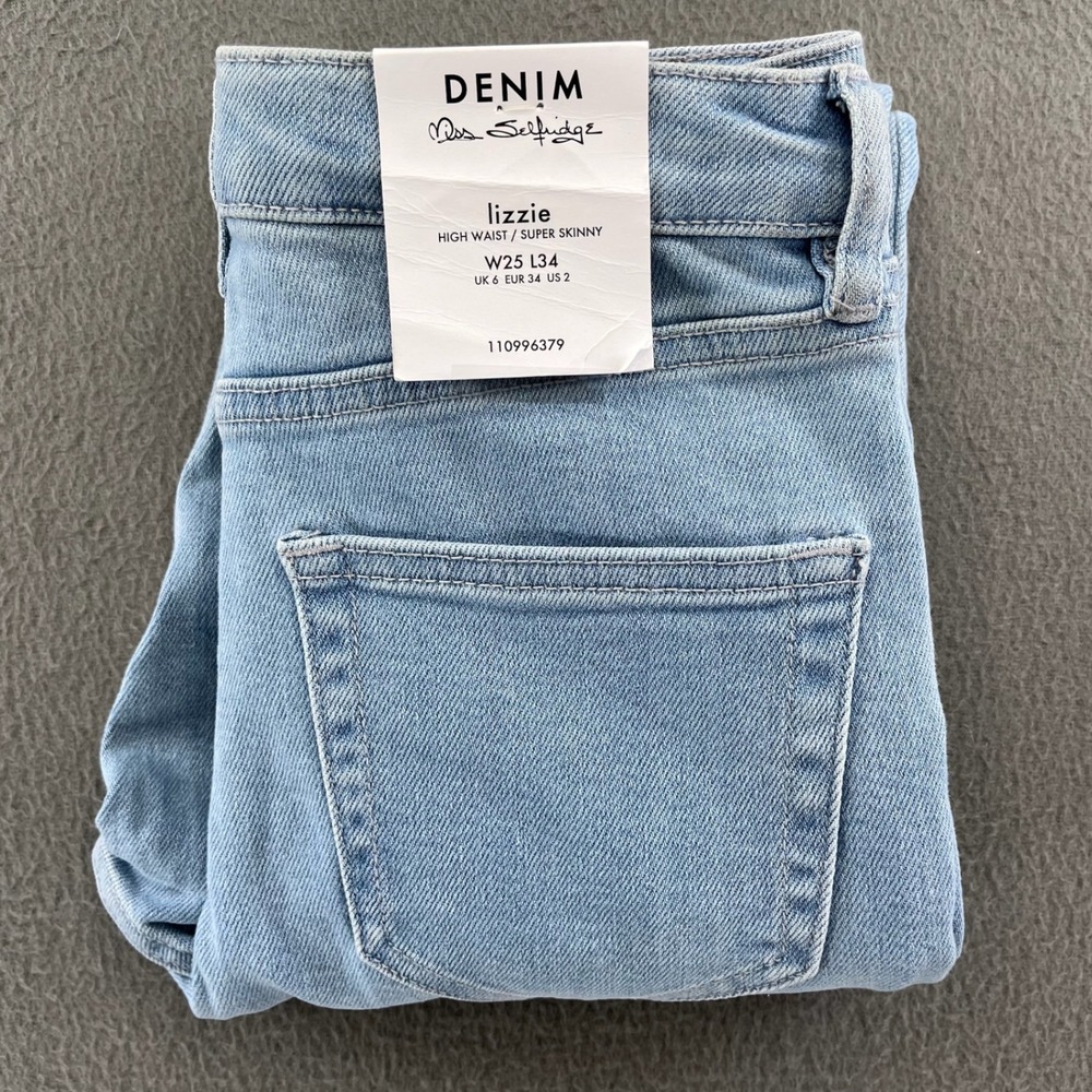 Miss Selfridge Women Lizzie High Waist Skinny Jeans Light Blue W25 L34 US 2